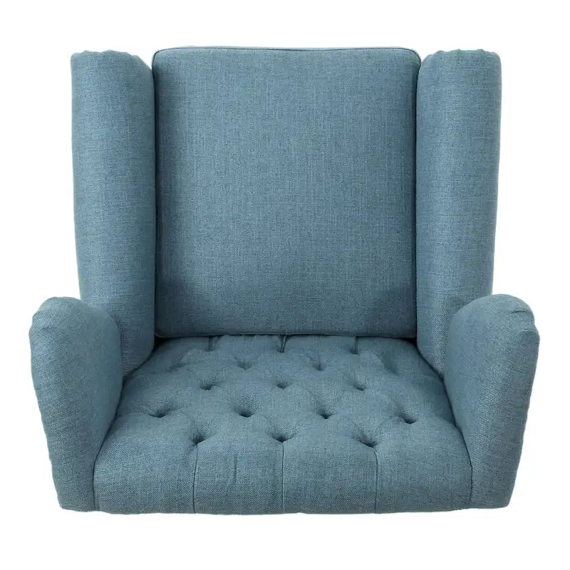 Fauteuil d'appoint moderne bleu à dossier haut capitonné avec clous décoratifs pour salon