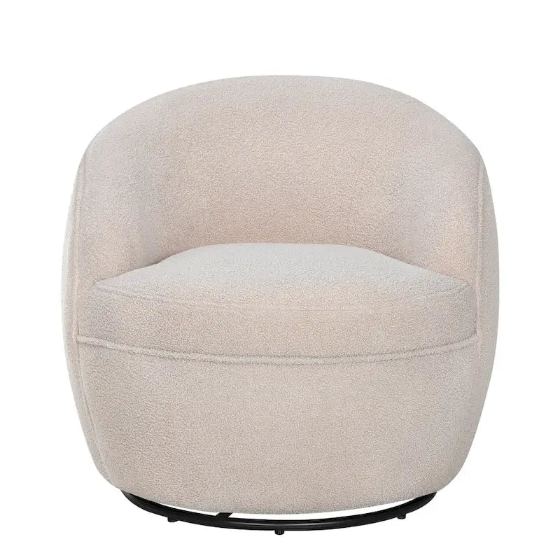 Fauteuil d'appoint barillet pivotant à 360° rembourré en tissu peluche bouclée Teddy