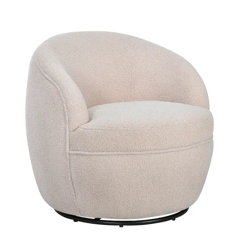 Fauteuil d'appoint barillet pivotant à 360° rembourré en tissu peluche bouclée Teddy