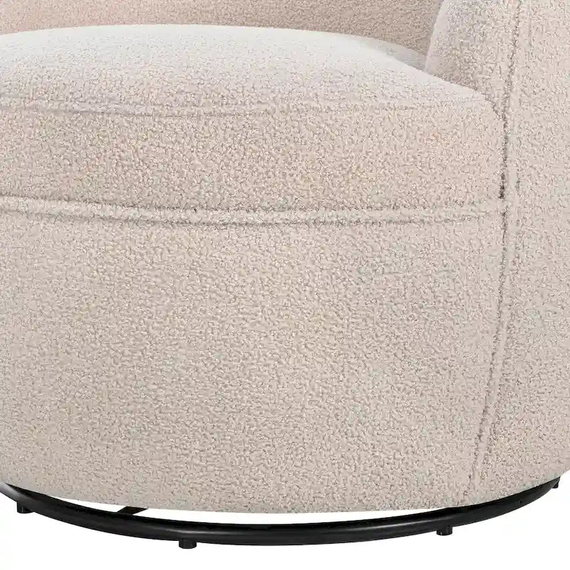 Fauteuil d'appoint barillet pivotant à 360° rembourré en tissu peluche bouclée Teddy