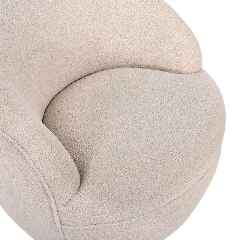 Fauteuil d'appoint barillet pivotant à 360° rembourré en tissu peluche bouclée Teddy
