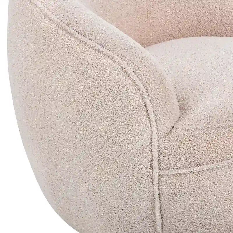 Fauteuil d'appoint barillet pivotant à 360° rembourré en tissu peluche bouclée Teddy