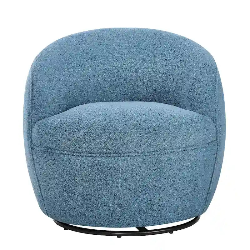 Fauteuil d'appoint barillet pivotant à 360° rembourré en tissu peluche bouclée Teddy