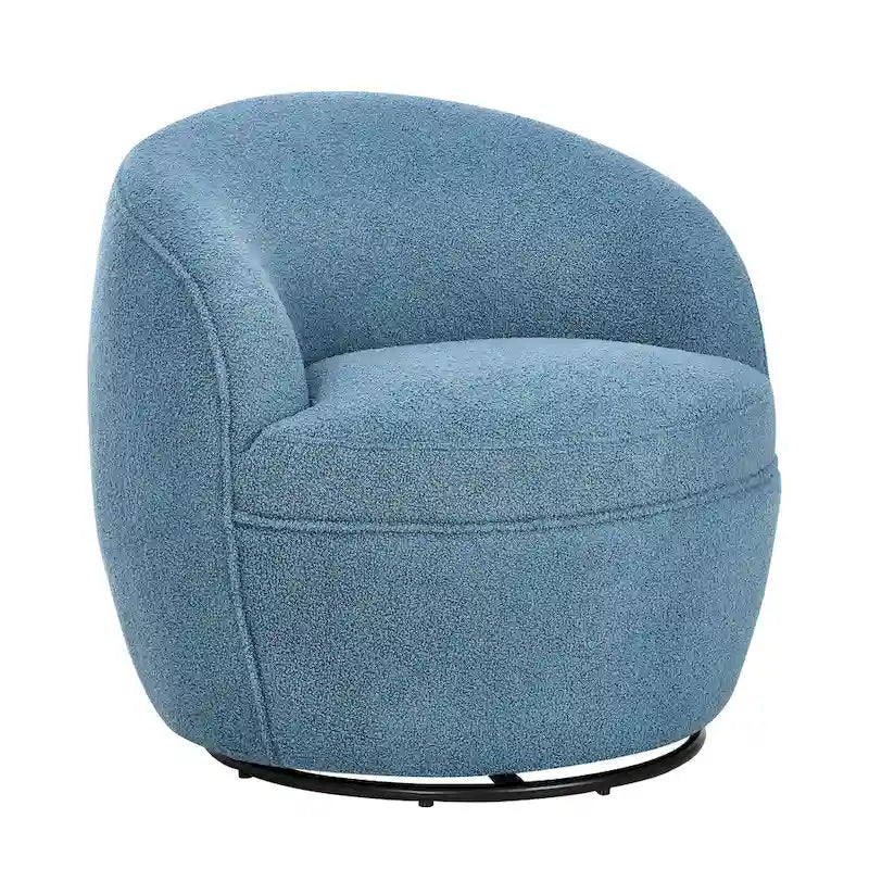 Fauteuil d'appoint barillet pivotant à 360° rembourré en tissu peluche bouclée Teddy
