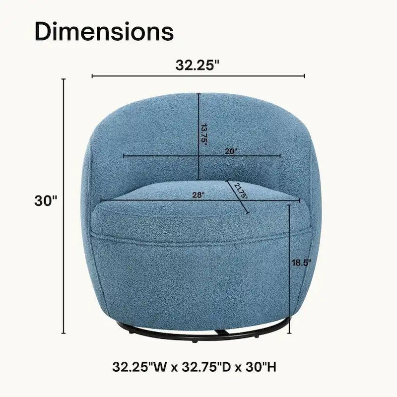 Fauteuil d'appoint barillet pivotant à 360° rembourré en tissu peluche bouclée Teddy