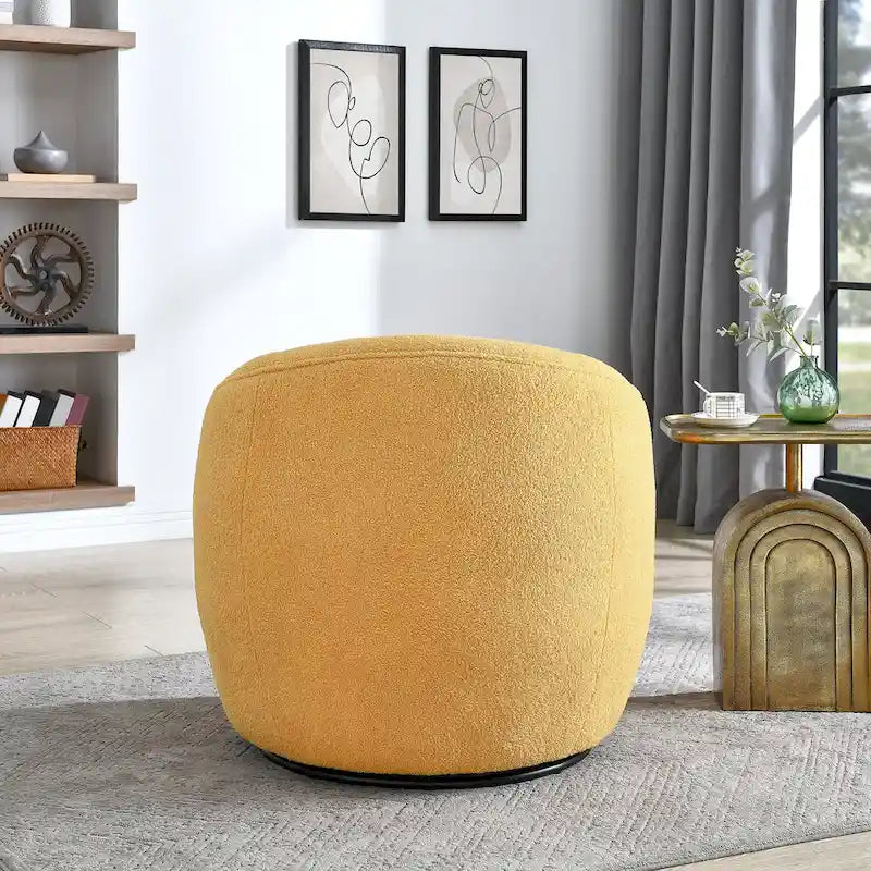 Fauteuil d'appoint barillet pivotant à 360° rembourré en tissu peluche bouclée Teddy