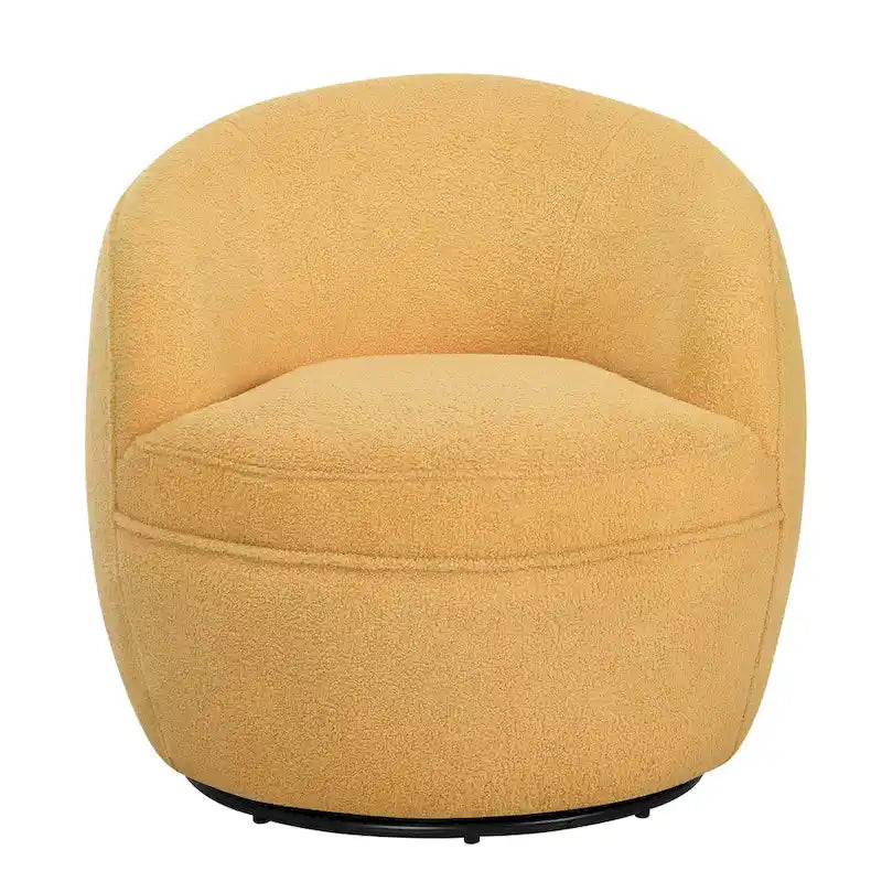 Fauteuil d'appoint barillet pivotant à 360° rembourré en tissu peluche bouclée Teddy