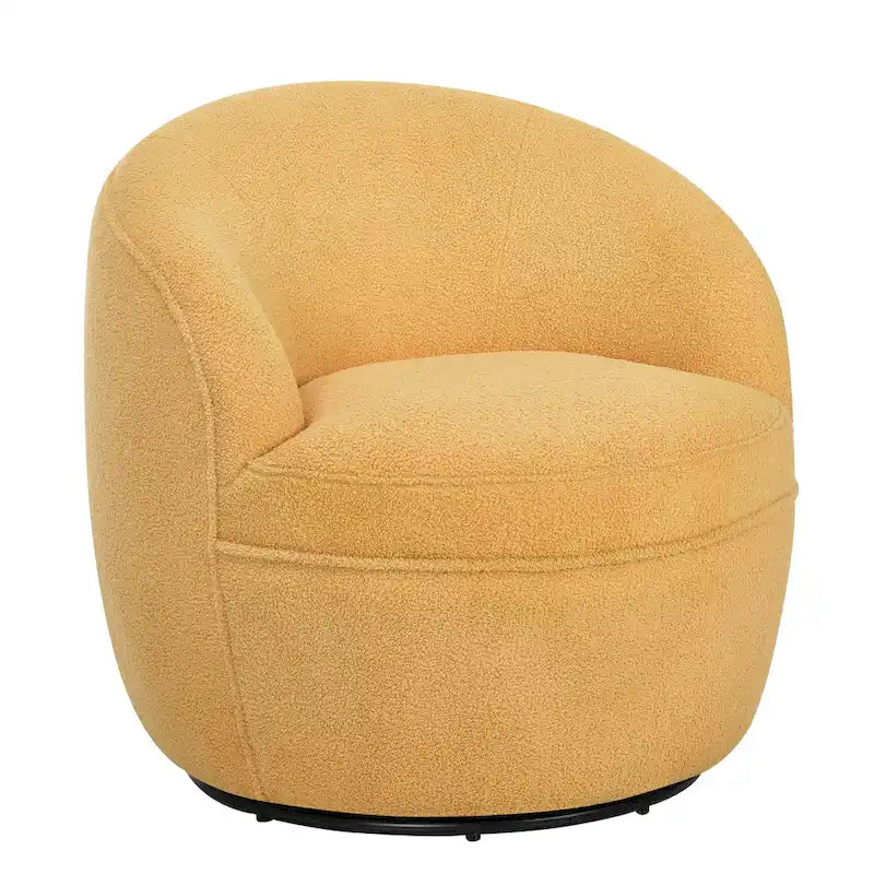 Fauteuil d'appoint barillet pivotant à 360° rembourré en tissu peluche bouclée Teddy