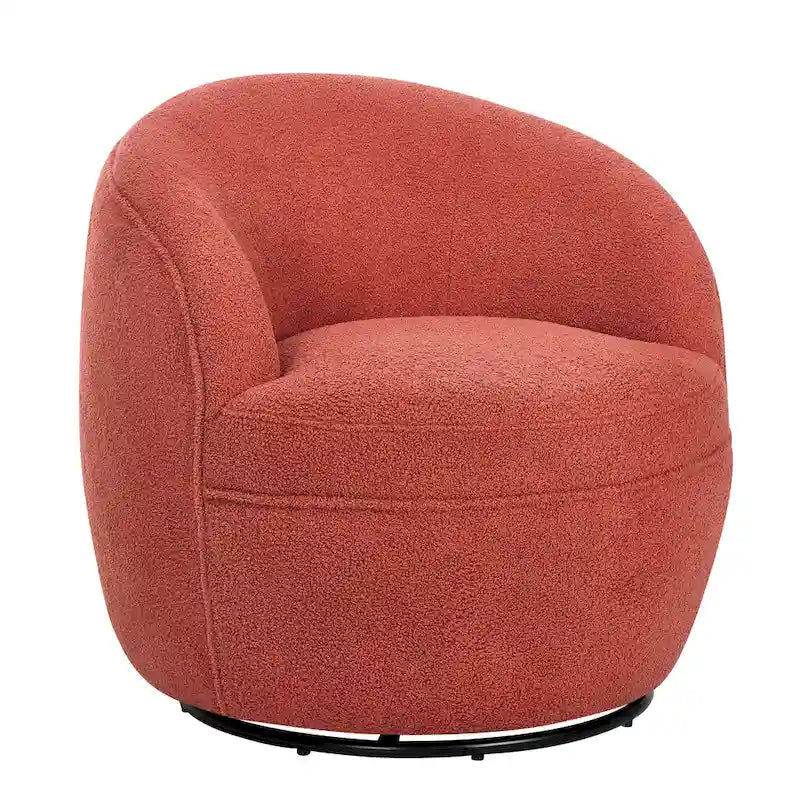 Fauteuil d'appoint barillet pivotant à 360° rembourré en tissu peluche bouclée Teddy