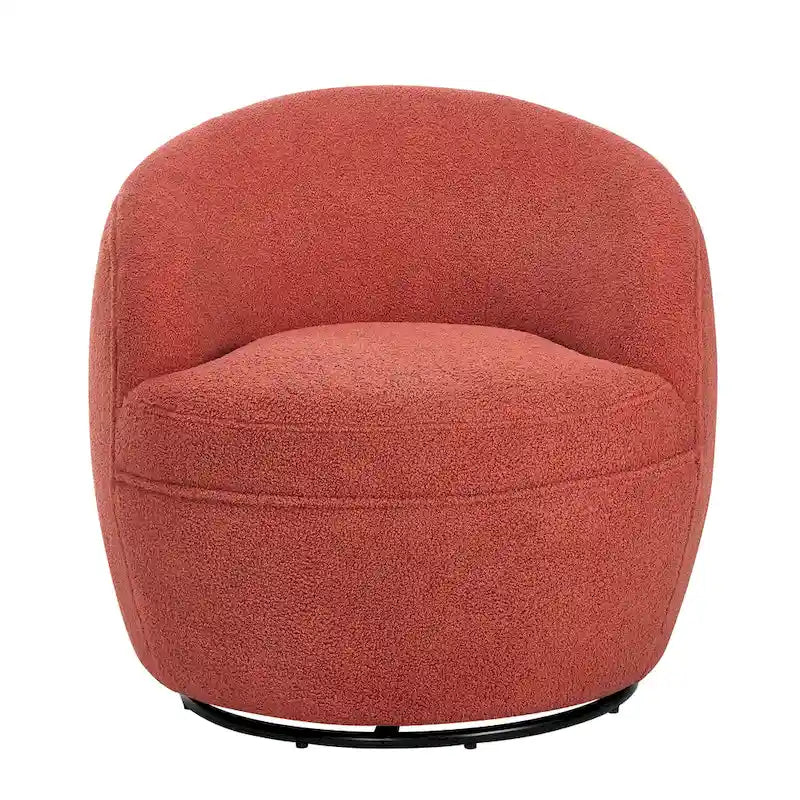 Fauteuil d'appoint barillet pivotant à 360° rembourré en tissu peluche bouclée Teddy