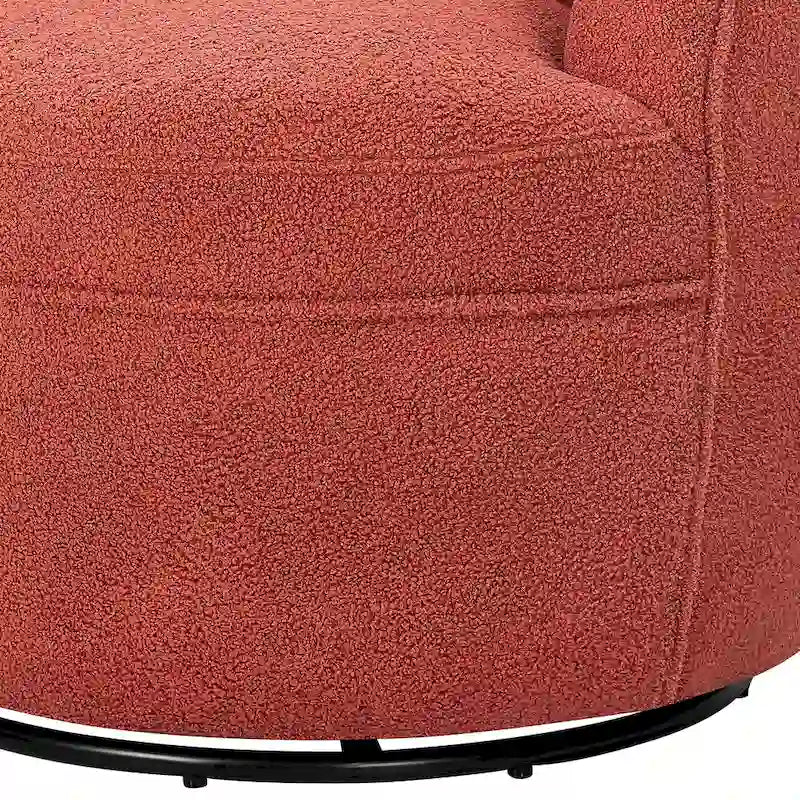 Fauteuil d'appoint barillet pivotant à 360° rembourré en tissu peluche bouclée Teddy