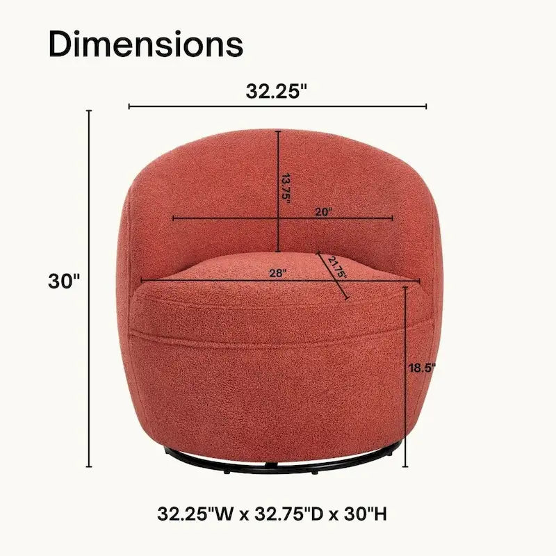 Fauteuil d'appoint barillet pivotant à 360° rembourré en tissu peluche bouclée Teddy