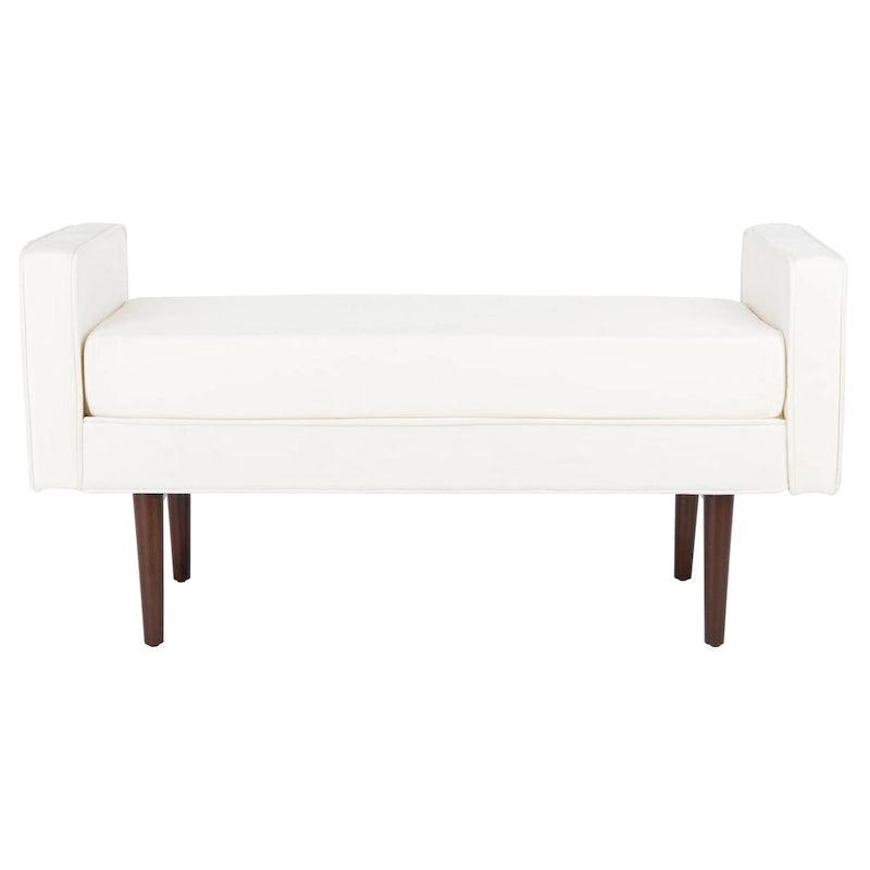Banc rembourré de style Mid-Century Modern avec accoudoirs, hauteur 63,5 cm