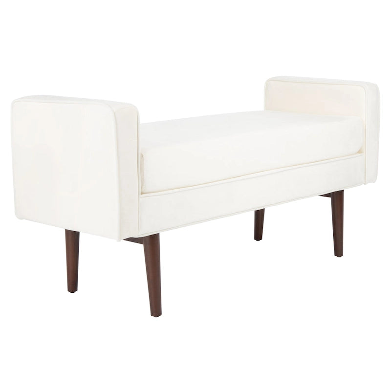 Banc rembourré de style Mid-Century Modern avec accoudoirs, hauteur 63,5 cm