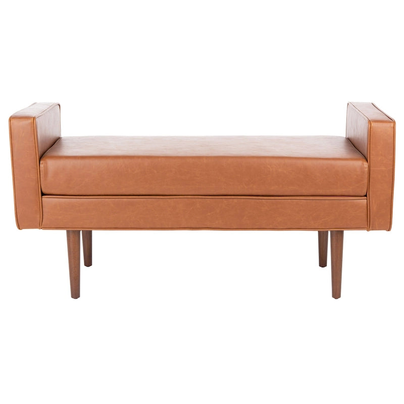 Banc rembourré de style Mid-Century Modern avec accoudoirs, hauteur 63,5 cm