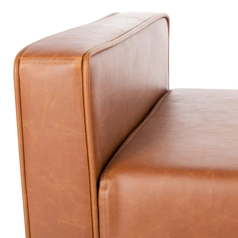 Banc rembourré de style Mid-Century Modern avec accoudoirs, hauteur 63,5 cm