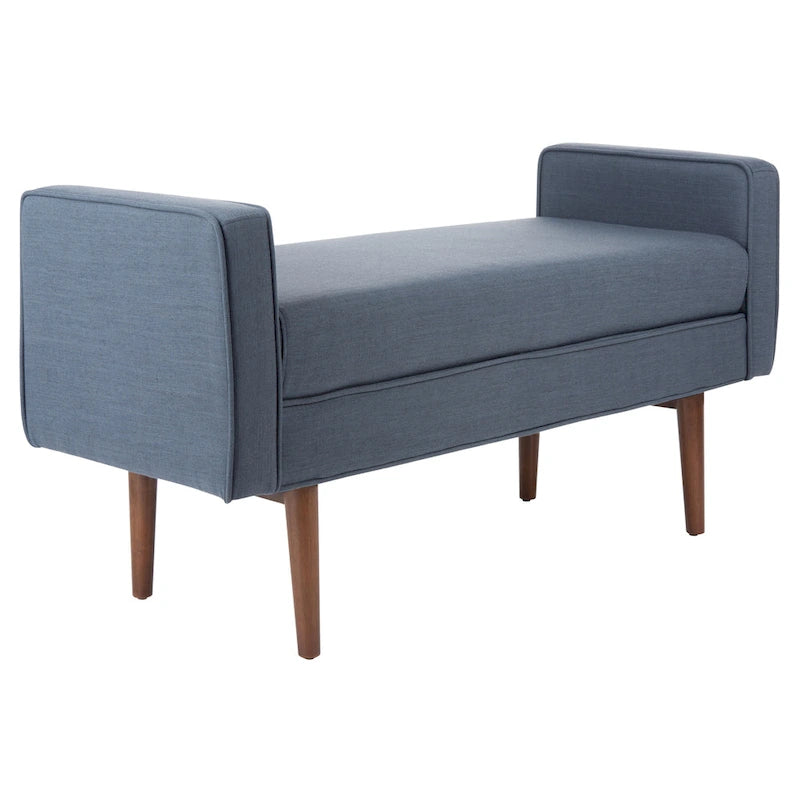 Banc rembourré de style Mid-Century Modern avec accoudoirs, hauteur 63,5 cm
