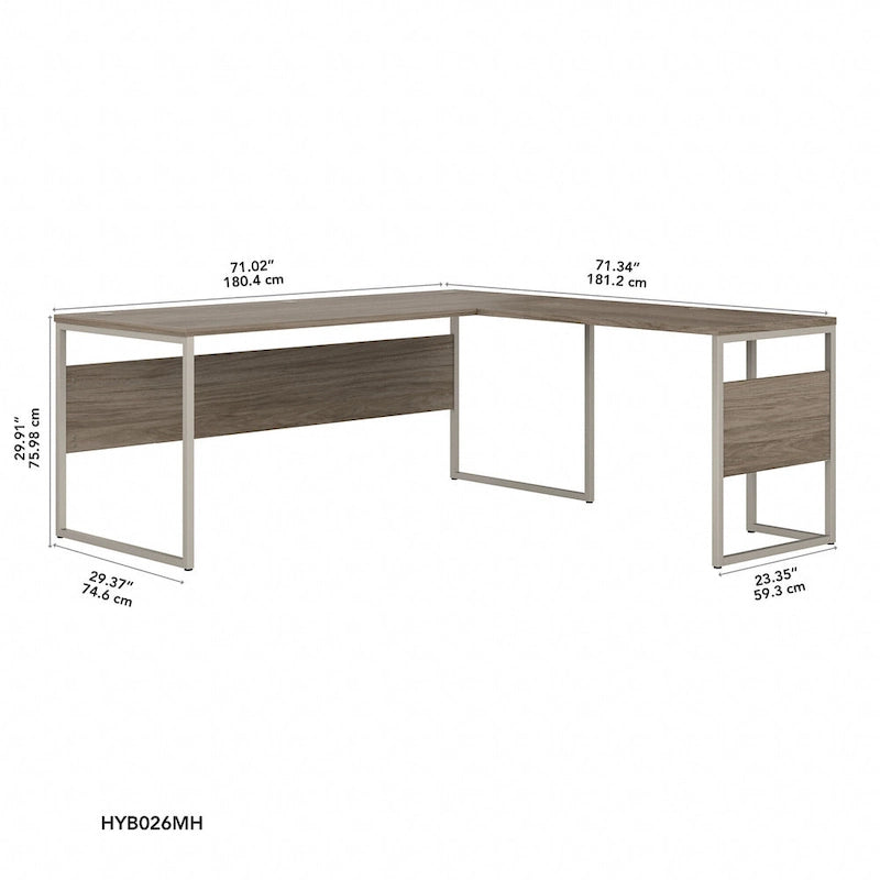 Bureau d'angle 72 po L x 30 po P avec pieds en métal