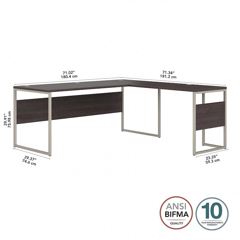 Bureau d'angle 72 po L x 30 po P avec pieds en métal