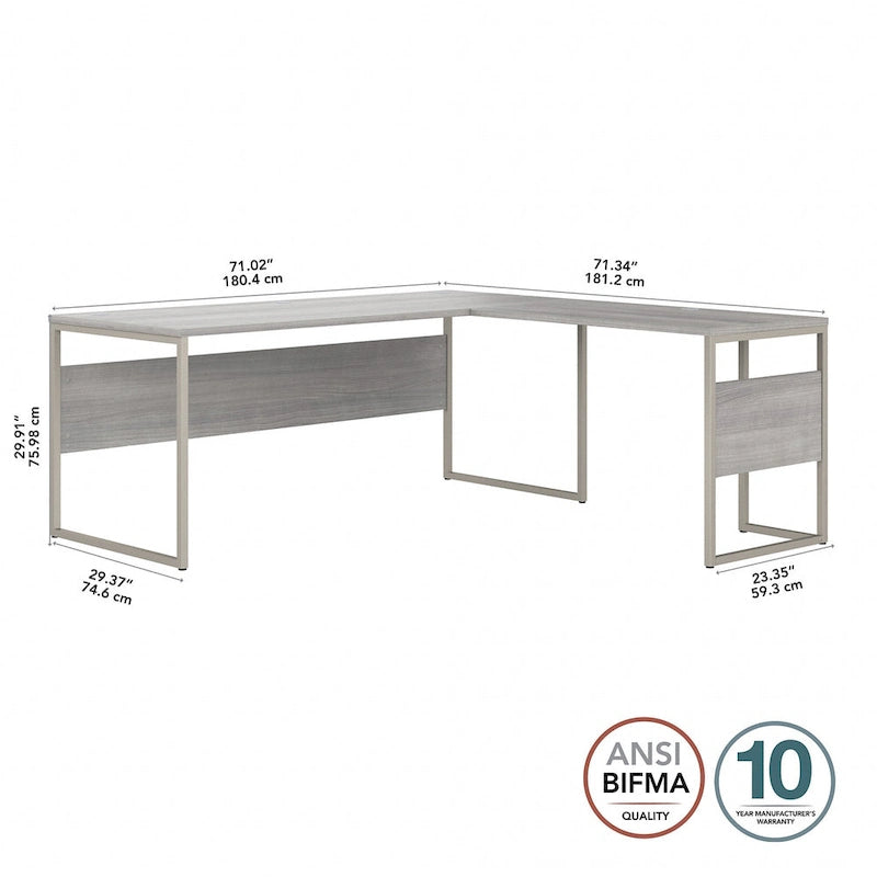 Bureau d'angle 72 po L x 30 po P avec pieds en métal