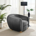 Fauteuil d'appoint en velours haute performance avec lignes organiques et passepoil français