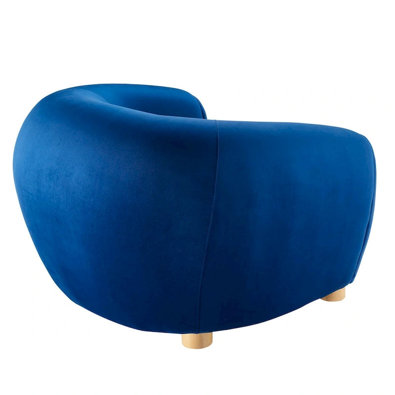 Fauteuil d'appoint en velours haute performance avec lignes organiques et passepoil français