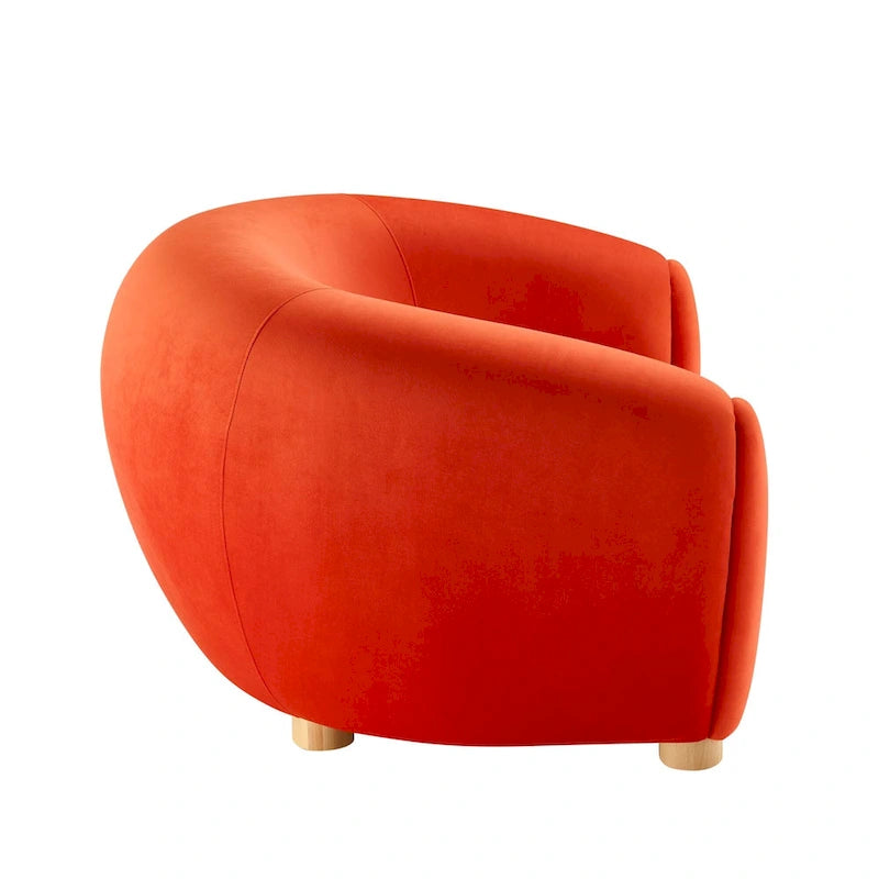 Fauteuil d'appoint en velours haute performance avec lignes organiques et passepoil français