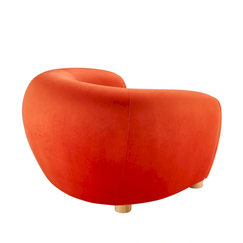 Fauteuil d'appoint en velours haute performance avec lignes organiques et passepoil français