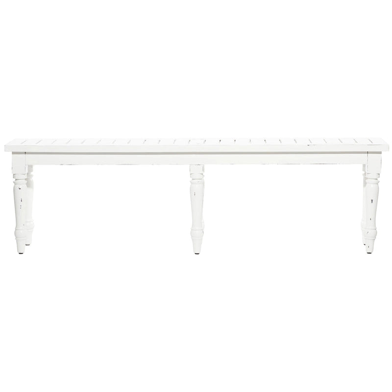 Banc étroit et long en bois blanc, style ferme, pour entrée