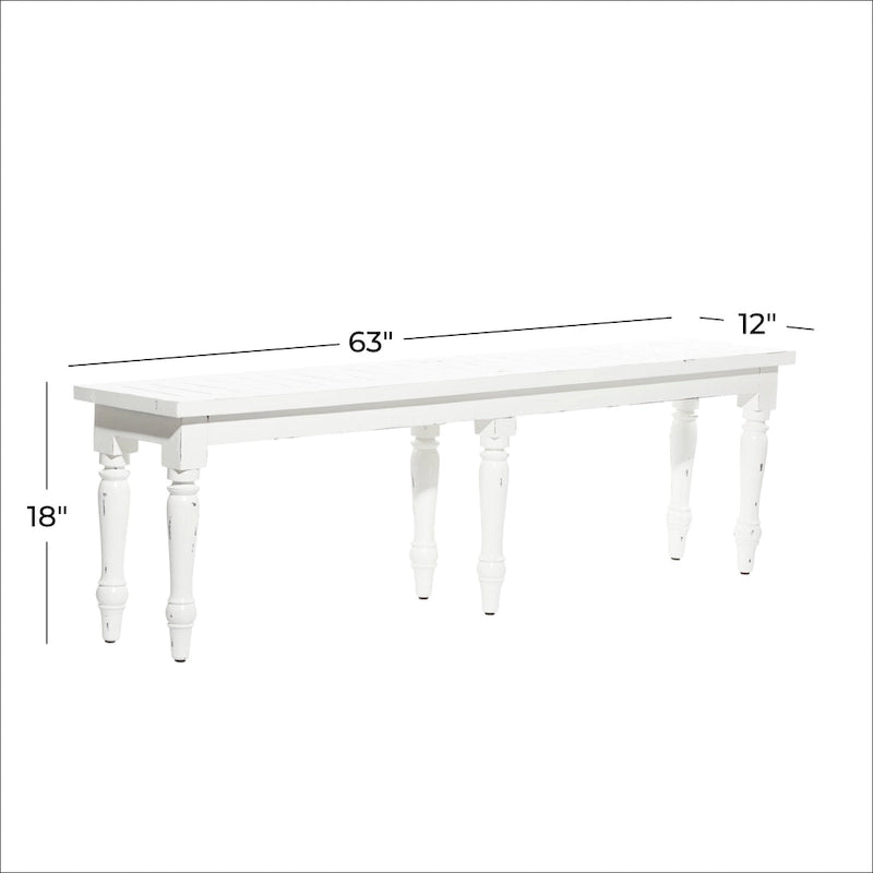 Banc étroit et long en bois blanc, style ferme, pour entrée