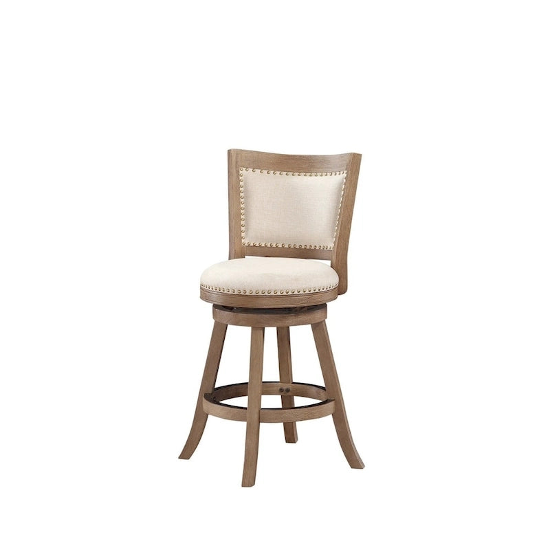Tabouret de comptoir pivotant en bois à dossier haut