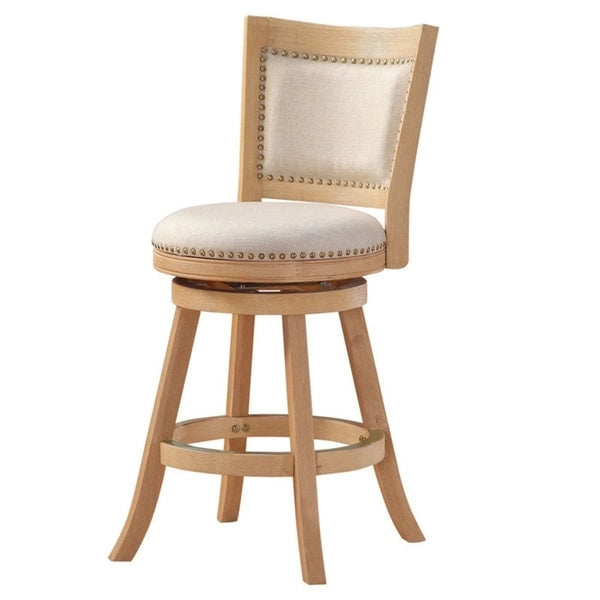 Tabouret de comptoir pivotant en bois à dossier haut