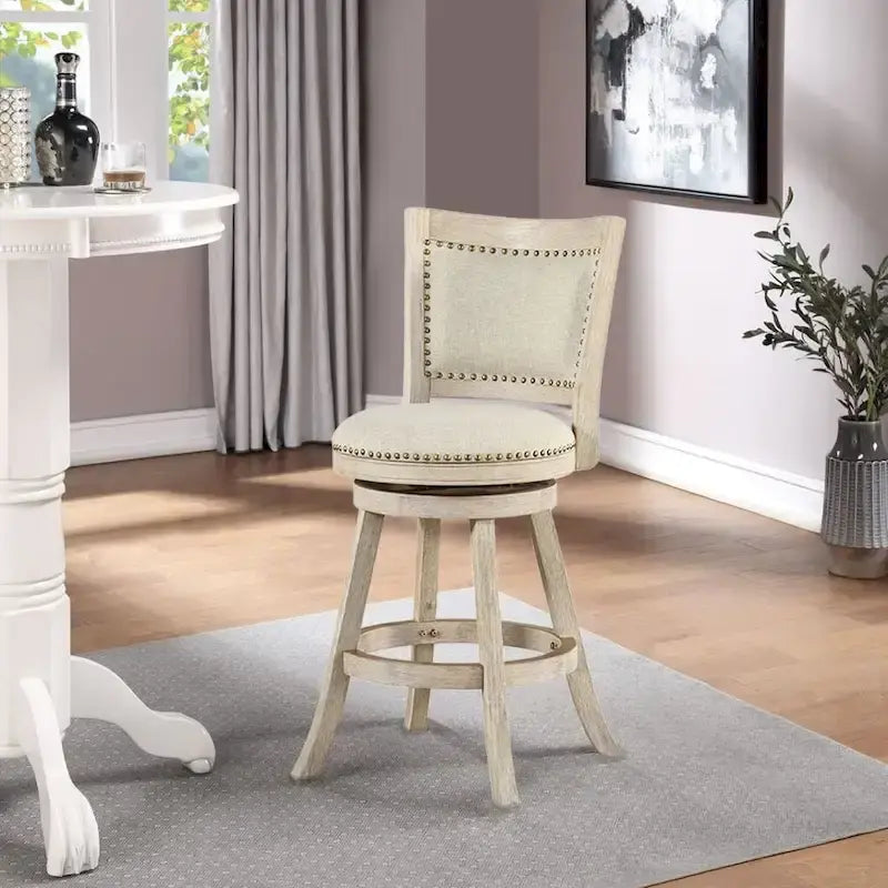 Tabouret de comptoir pivotant en bois à dossier haut