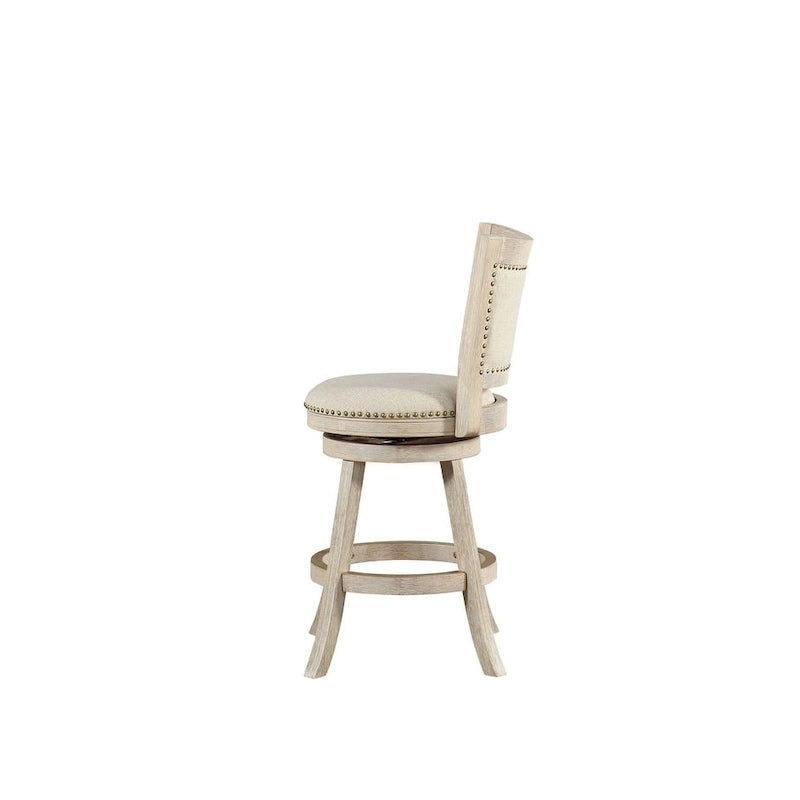 Tabouret de comptoir pivotant en bois à dossier haut