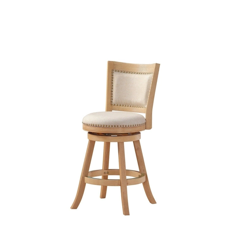 Tabouret de comptoir pivotant en bois à dossier haut