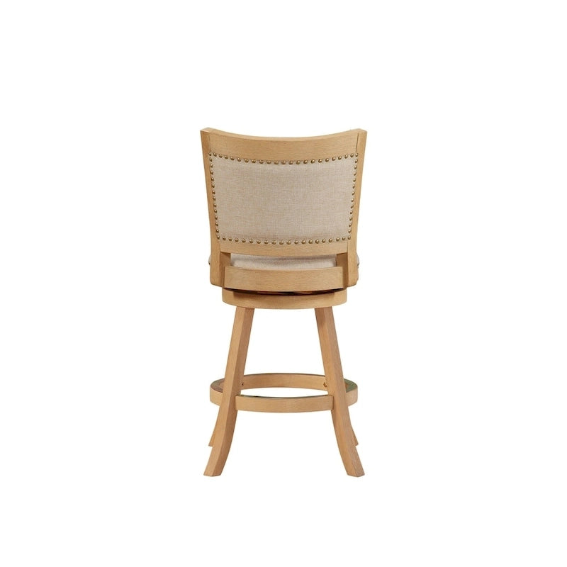 Tabouret de comptoir pivotant en bois à dossier haut