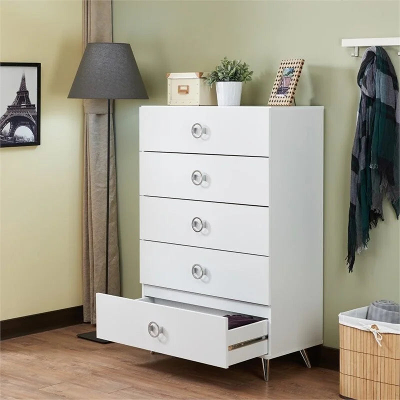 Commode moderne rectangulaire en bois à 5 tiroirs