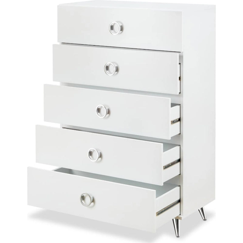 Commode moderne rectangulaire en bois à 5 tiroirs