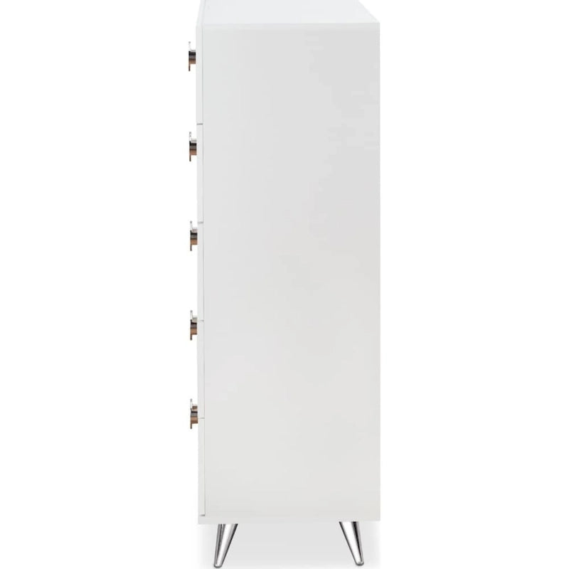 Commode moderne rectangulaire en bois à 5 tiroirs