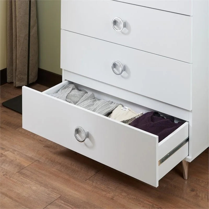 Commode moderne rectangulaire en bois à 5 tiroirs