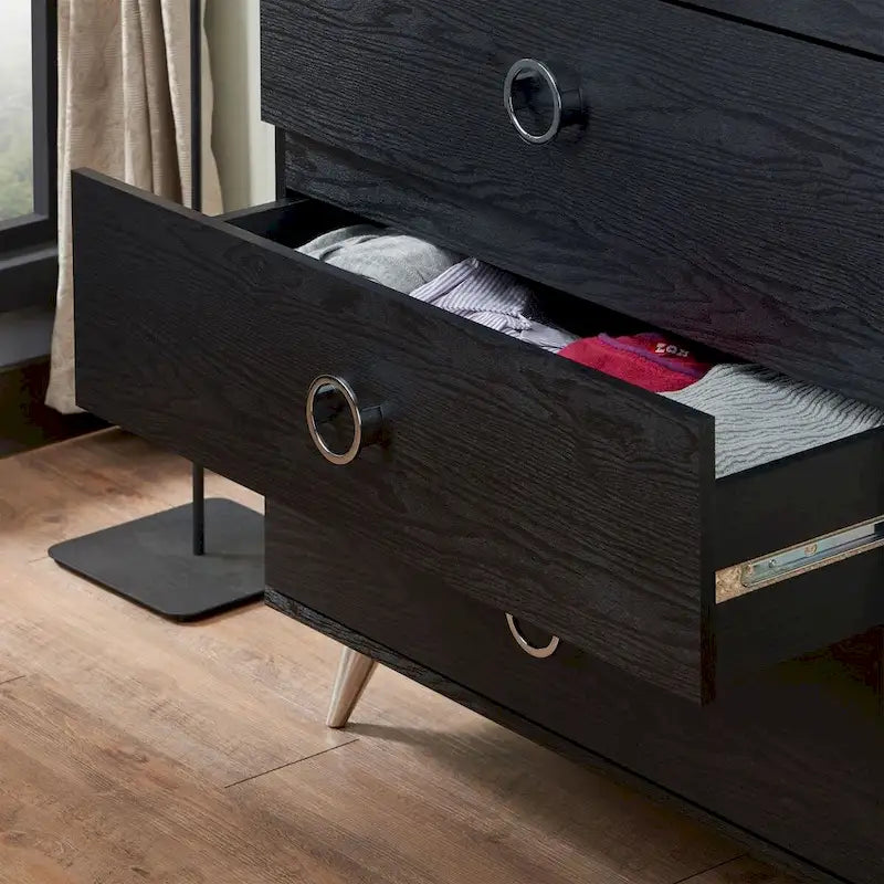Commode moderne rectangulaire en bois à 5 tiroirs