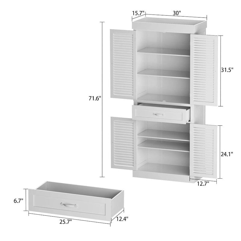 Meuble à chaussures de 30 pouces, Armoire de rangement avec portes, Meuble de sol en bois