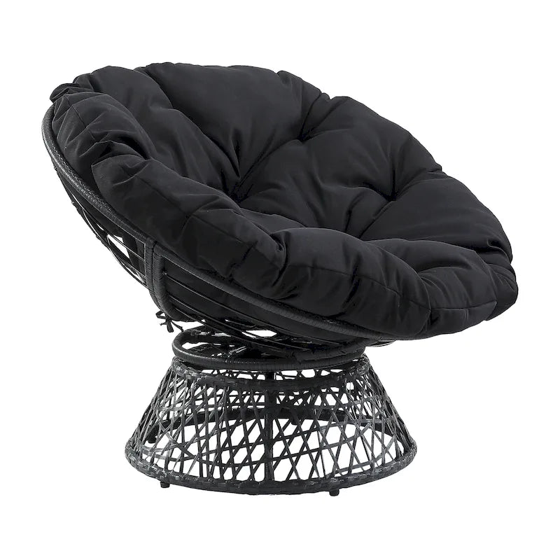 Fauteuil Papasan moderne en osier tressé avec coussin style bohème