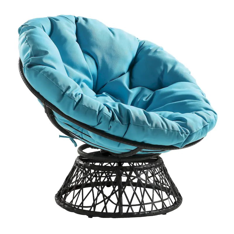 Fauteuil Papasan moderne en osier tressé avec coussin style bohème