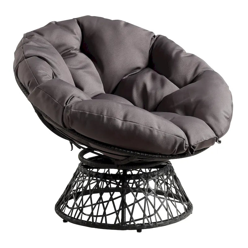 Fauteuil Papasan moderne en osier tressé avec coussin style bohème