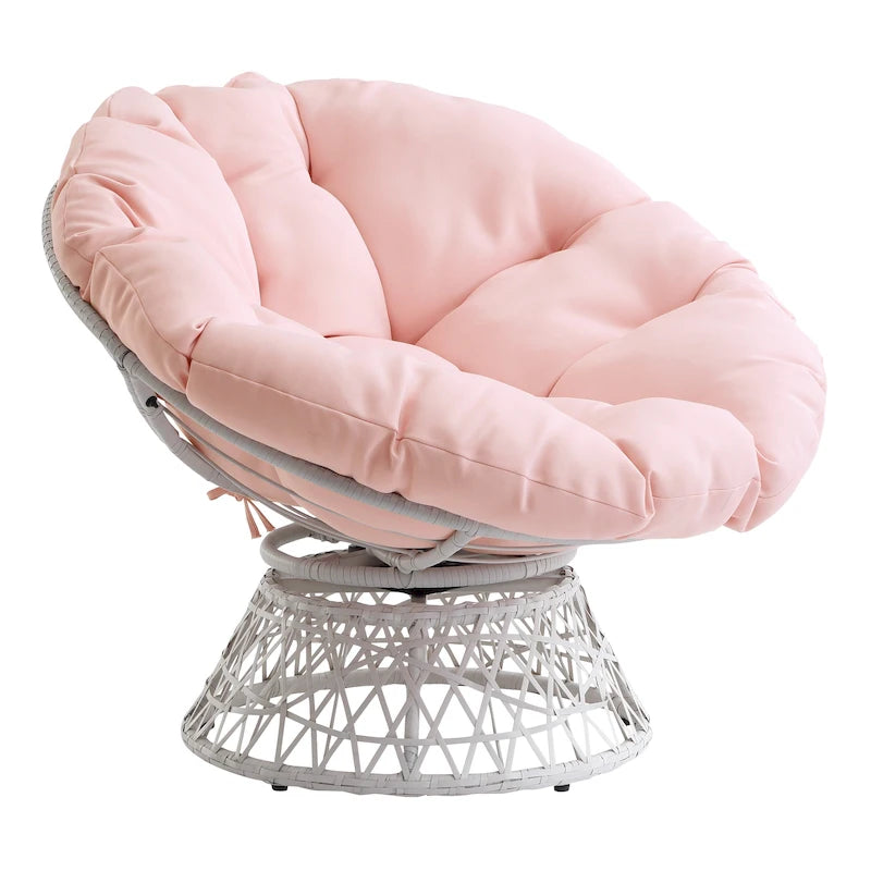 Fauteuil Papasan moderne en osier tressé avec coussin style bohème