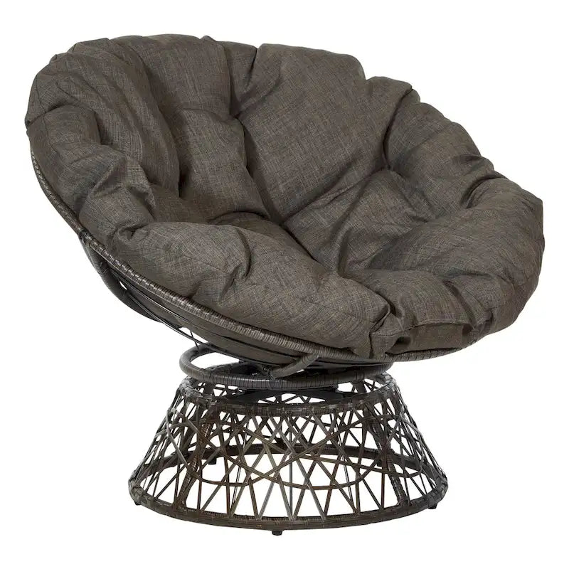 Fauteuil Papasan moderne en osier tressé avec coussin style bohème