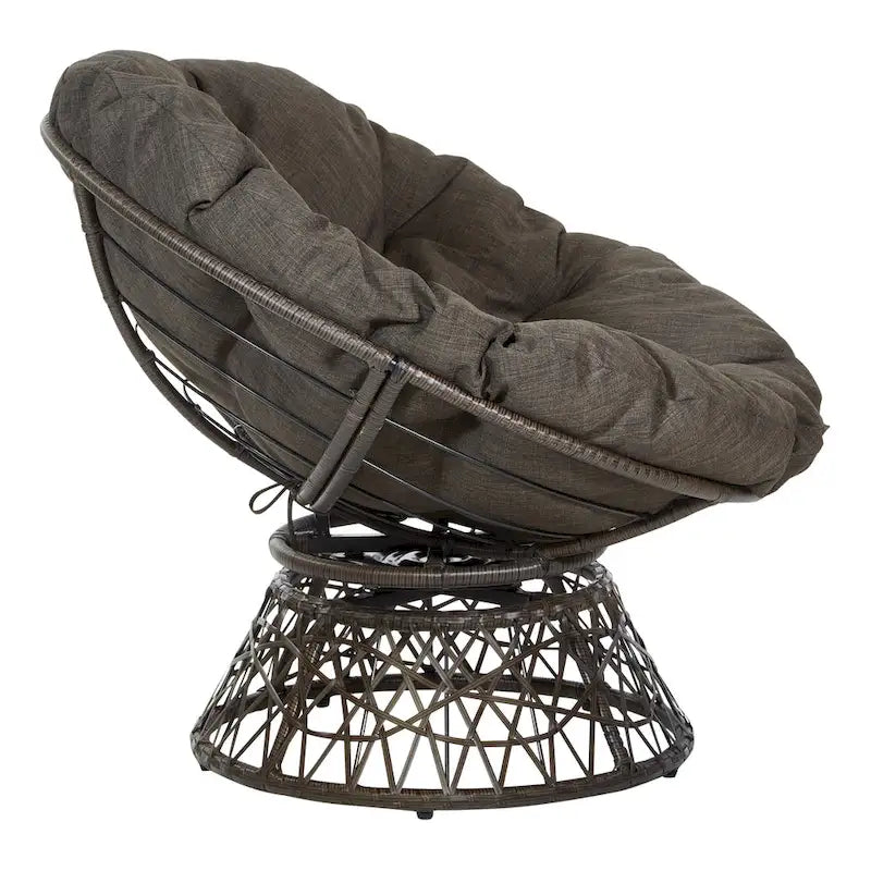 Fauteuil Papasan moderne en osier tressé avec coussin style bohème
