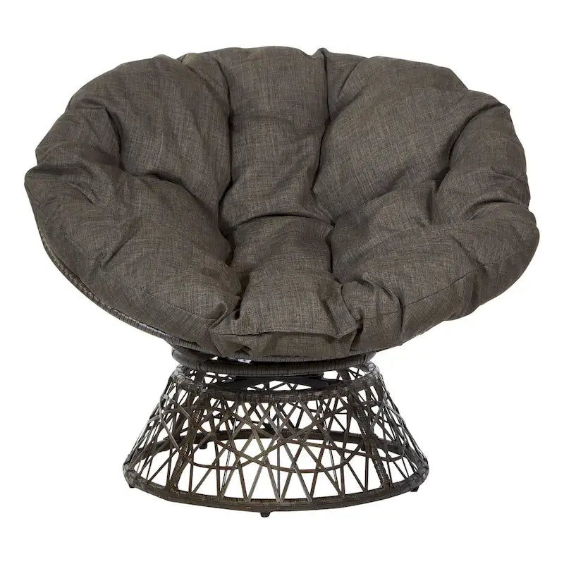 Fauteuil Papasan moderne en osier tressé avec coussin style bohème