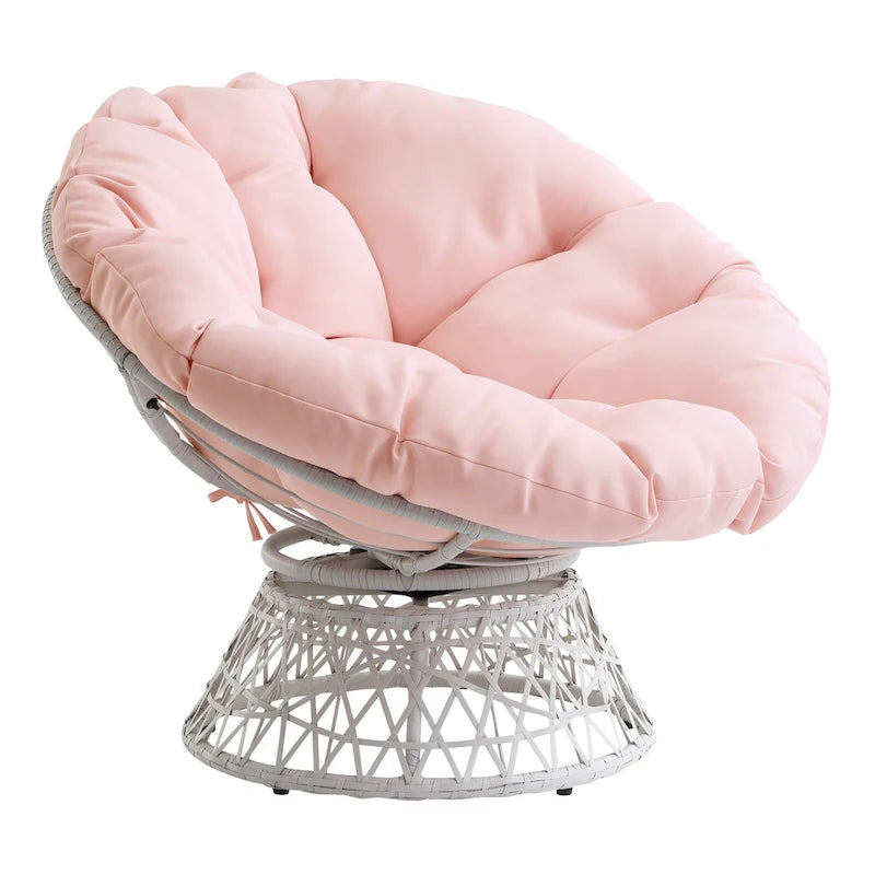 Fauteuil Papasan moderne en osier tressé avec coussin style bohème